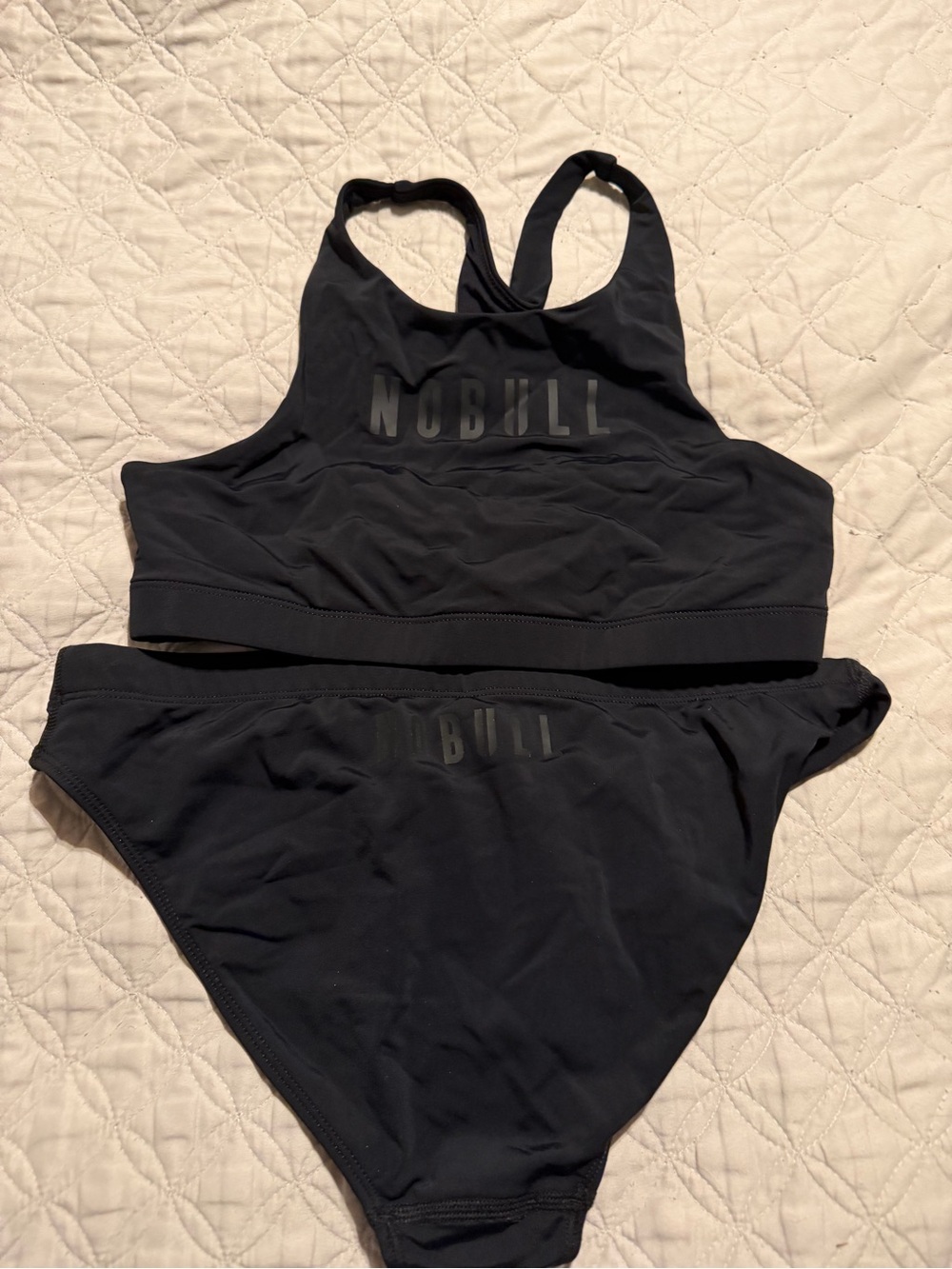 NOBULL Black Racerback Sports Bikini Top and Matching Bottoms